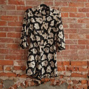Women's Black Floral Long-Sleeve Romper